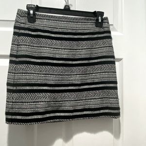 Loft petites black and white tweed striped mini skirt.